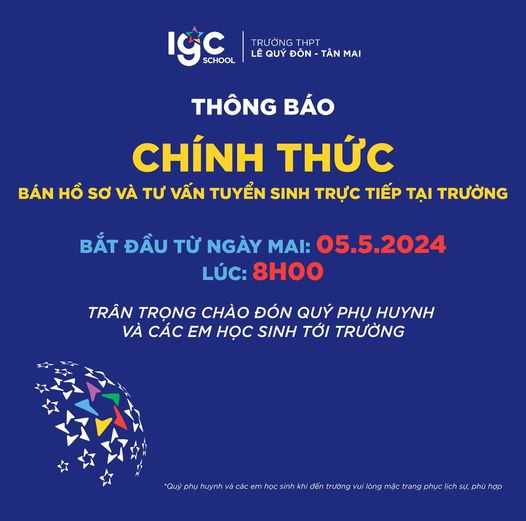 Trường Lê Quý Đôn - Tân Mai phát hành hồ sơ đăng ký nhập học, năm học 2024-2025