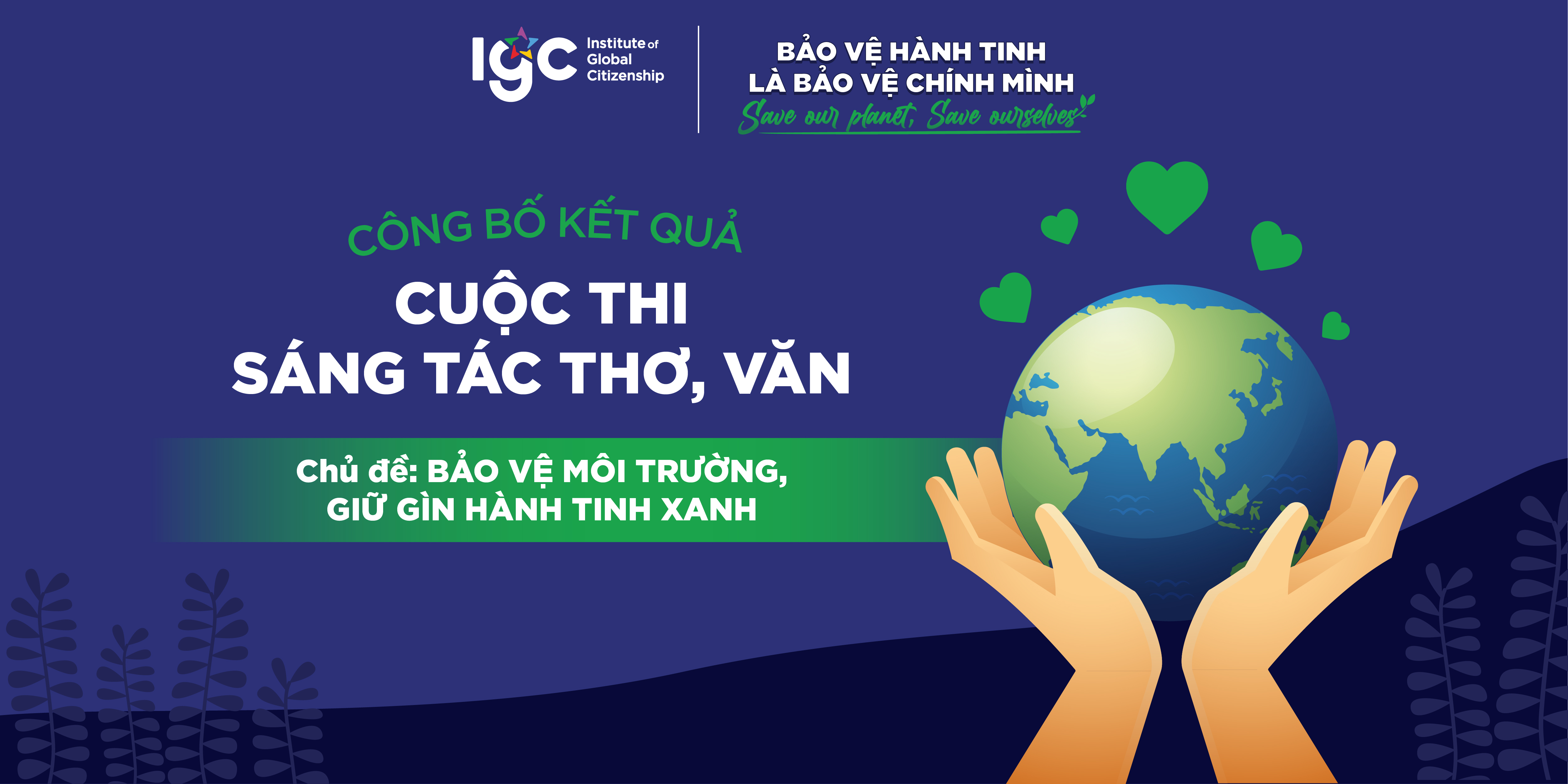 Chúc mừng các tác phẩm đạt giải trong cuộc thi sáng tác thơ văn, chủ đề: Bảo vệ môi trường xanh - Giữ gìn hành tinh xanh