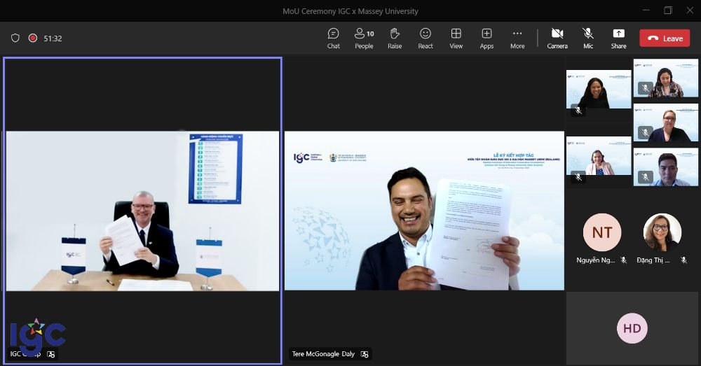 Lễ ký kết hợp tác giữa Tập đoàn Giáo dục IGC cùng Đại học Massey (New Zealand)